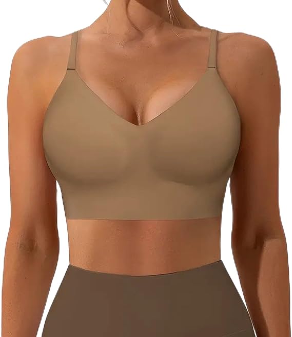 Women's Backless Seamless Bra – Full Coverage Support Deep V Bralette
