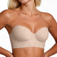 Women's Strapless Bra – Non-Slip Push-Up Underwire Bra with Back Smoothing
